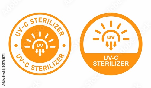 UV-C sterilization badge template vector. Suitable for product label and information