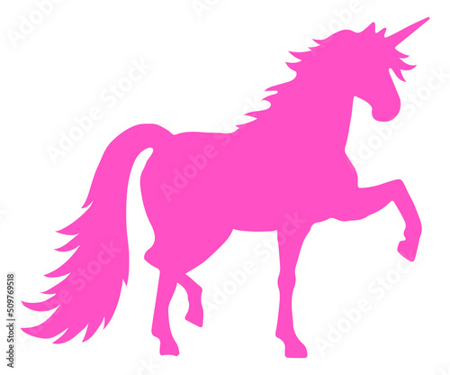 Mythic horse symbol. Pink fairytale unicorn silhouette