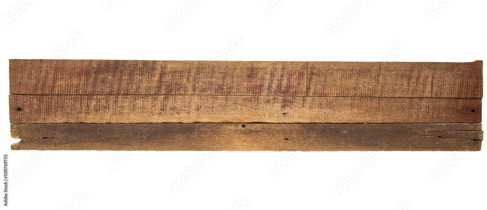 Abstract Natural wood table texture isolated on white background : Top view of plank wood for graphic stand product, interior design or montage display your product