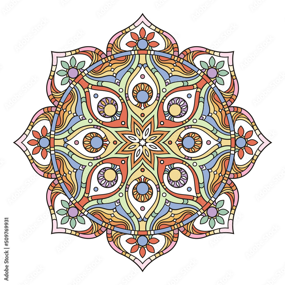 Color meditation circle. Asian traditional ethnic ornament