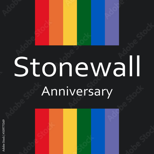 Stonewall Riots Anniversary concept. Colorful rainbow banner.