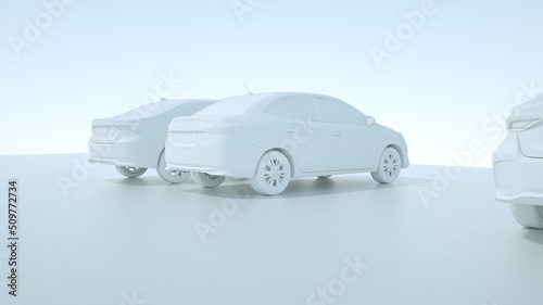 Sedan car 3d render back sonar