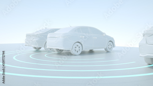 Sedan car 3d render back sonar