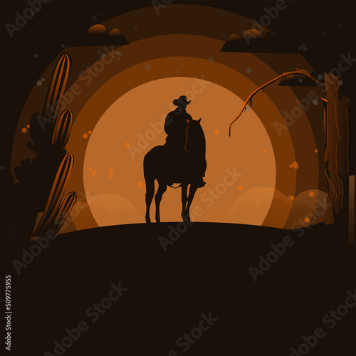 silhouette of a horseman in the desert
