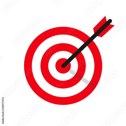 Target bullseye with arrow or personalized marketing flat vector color icon for apps and websites.