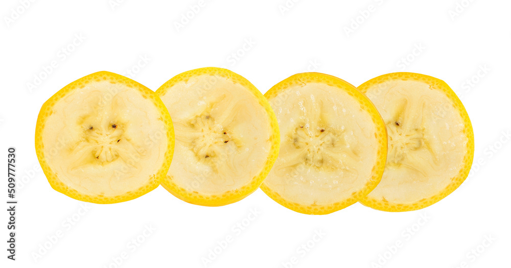 Banana slice isolated on white