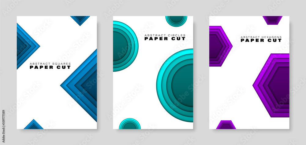 Set of covers with particular paper cut graphics. Elements easily adaptable to any use.
