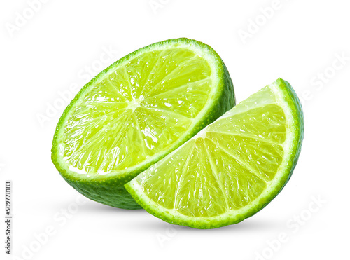 Slice of lime isolated on white