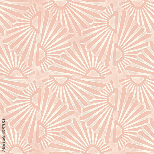 Peach Watercolor-Dyed Effect Textured Floral Pattern