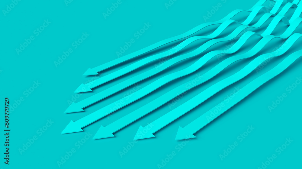 Turquoise mint business presentation. Arrows pointer 3D illustration. Directions of intensive development. An array of wavy lines in competition for dominance. Team tactics Turquoise mint business presentation. Arrows pointer 3D illustration. Directions of intensive development. An array of wavy lines in competition for dominance. Team tactics