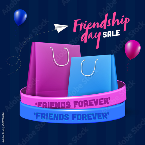 happy friendship day sale - shopping bags in friendship band