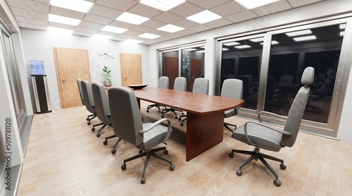 Realistic 3D Render of Conference Room