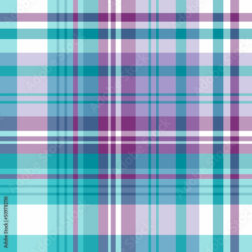 Seamless pattern in marvellous mint green, violet and white colors for plaid, fabric, textile, clothes, tablecloth and other things. Vector image.