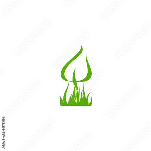 Green Greek letter Psi with leaf and grass. Mind health and care. Soul treatment. Neuropsychology and psychology logo isolated on white. Psychotherapy concept.