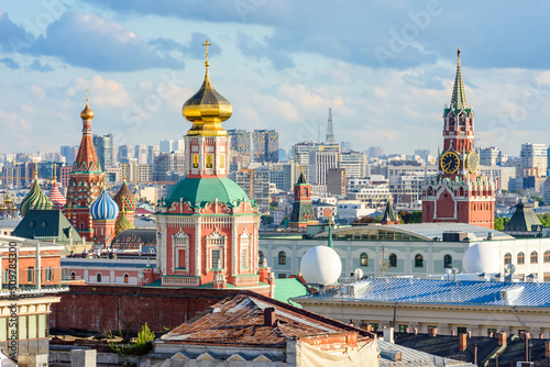 Moscow cityscape with Kremlin and churches towers, Russia