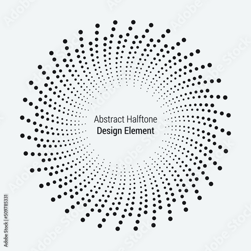 Abstract dotted circles. Halftone dots in circular form. Vector logo. Design element for various purposes. 