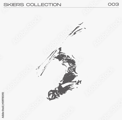 Skier going down the mountain, vector illustration
