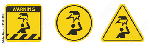 Beware Overhead Obstacles Symbol Isolate On White Background,Vector Illustration