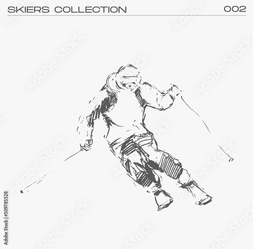 Skier going down the mountain, vector illustration