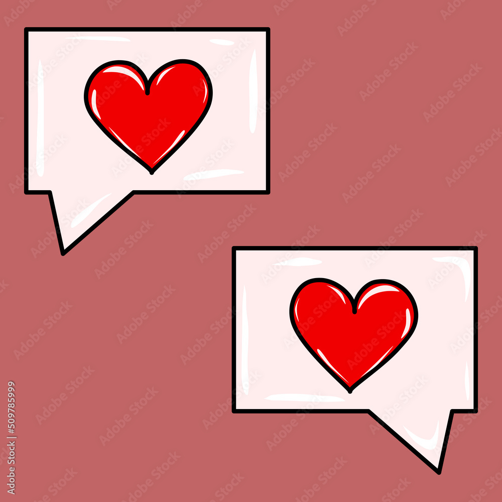 Chat two messages with red heart