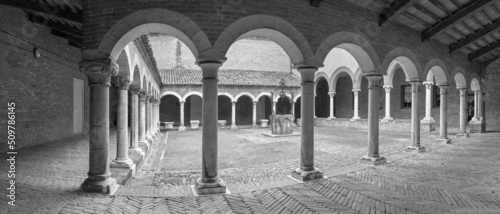 FERRARA, ITALY - NOVEMBER 9, 2021: The the atrium of Cathedral.