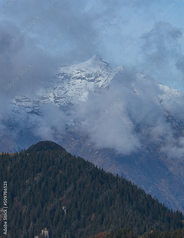 Val Seriana, its peaks, woods and autumnal landscape during an October afternoon, near the town of Clusone, Italy - October 2021 Val Seriana, its peaks, woods and autumnal landscape during an October afternoon, near the town of Clusone, Italy - October 2021