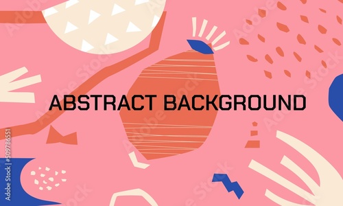 Organic shapes background. Abstract summer banner with messy nature forms and floristic patterns. Vector minimal aesthetic wallpaper with blob brush elements