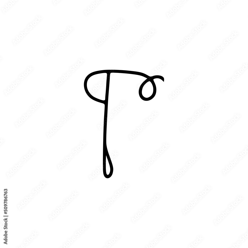 Elegant handwritten letter t isolated on white background. Vector art calligraphy letters. Letter t logo design.