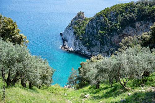 View on Fakistra beach on pelion peninsula in Greece photo