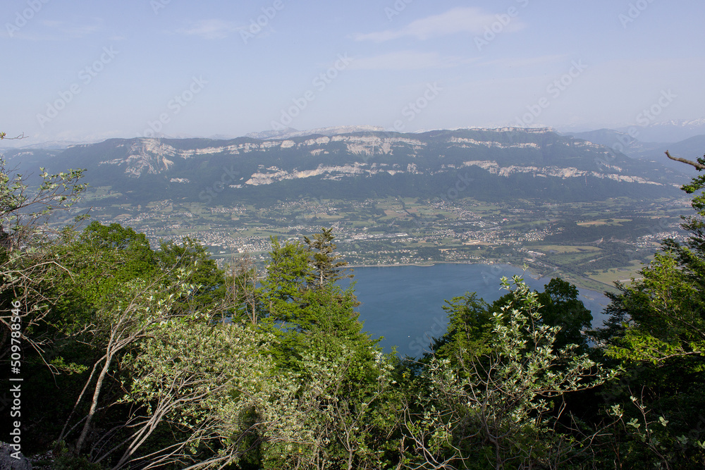 view from mont Dent du chat on lake Bourget Auvergne-Rhône-Alpes region France