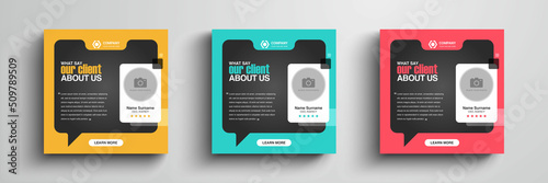 Client testimonials or customer feedback social media post web banner template