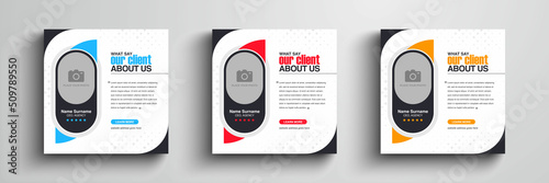 Client testimonials or customer feedback social media post web banner template