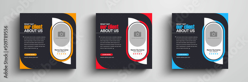 Client testimonials or customer feedback social media post web banner template