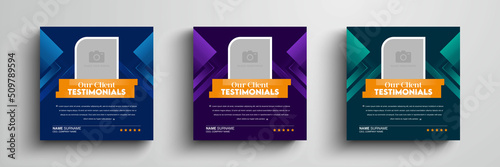 Client testimonials or customer feedback social media post web banner template