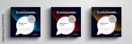 Client testimonials or customer feedback social media post web banner template