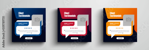 Client testimonials or customer feedback social media post web banner template
