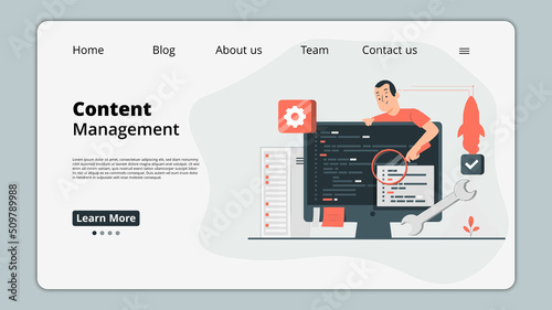 Content management system web landing page template 