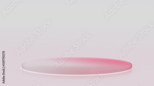circle 3d display stand and product presentation platform consisting of podiums, pink glazing, and clear background crystal glazing.