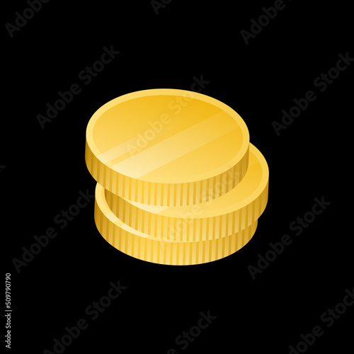 Stack of 3D Gold Coins. Isolated Graphic Money on Black Background. Vector illustration