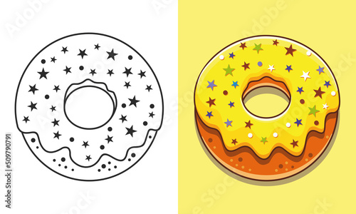 yellow donuts with icing and topping