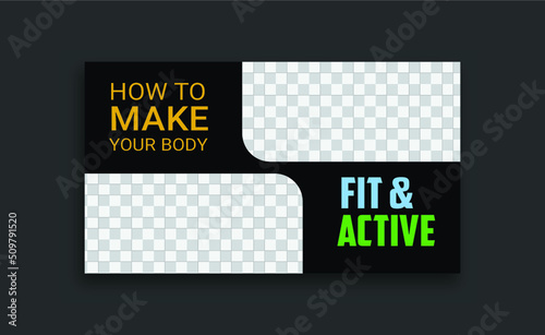 health and fitness modern youtube thumbnail attractive design vector Creative video template for video marketing