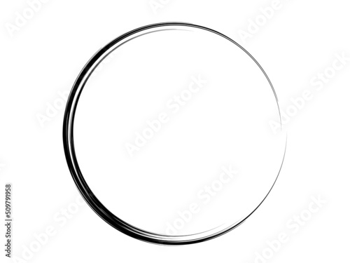 Grunge circle made of black paint.Grunge circle made with art brush.