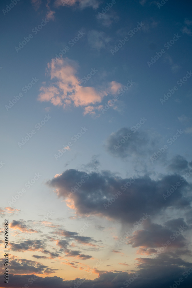 Beautiful blue sky with clouds. Sky blue background