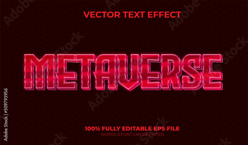 Editable Vector Text Effect Metaverse Text Effect with Neon Glow Red Color