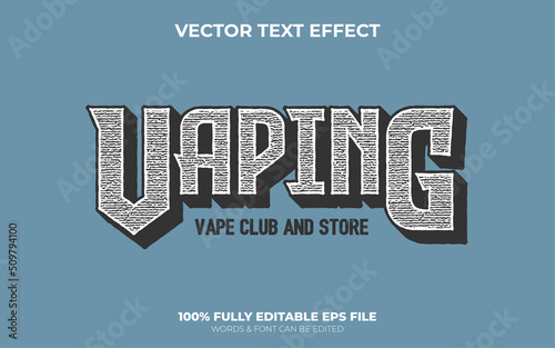Editable Vector Text Effect Vape Club Retro Style Black and White