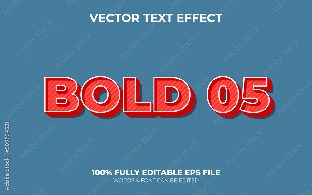Editable Vector Text Effect 3d Bold Text Effect with Red Color