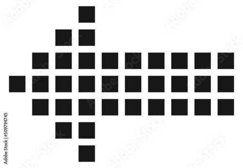 Pixel arrow. Black square pattern left direction pointer