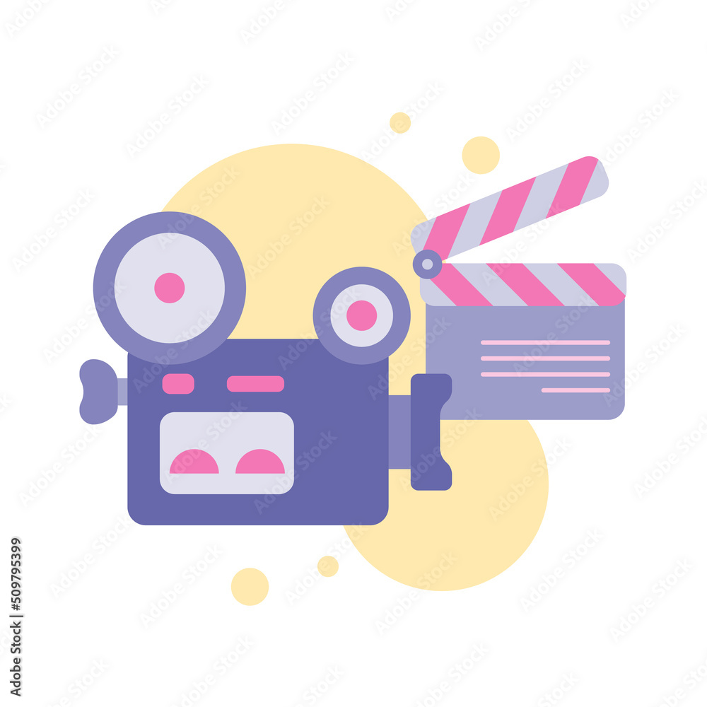 Clapperboard, camera icon, filmmaking device, video movie clapper equipment. Web Vector Illustrations. Clapperboard, camera icon, filmmaking device, video movie clapper equipment. Web Vector Illustrations.