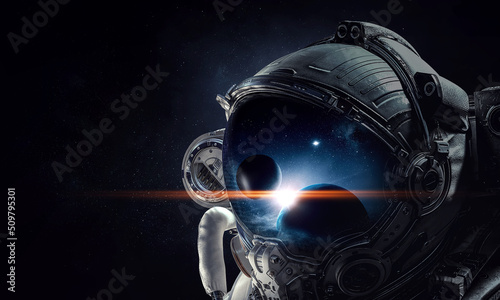 Fototapeta Naklejka Na Ścianę i Meble -  Astronaut and space exploration theme.