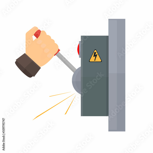 Electric panel switch. Electric switch, vector illustration